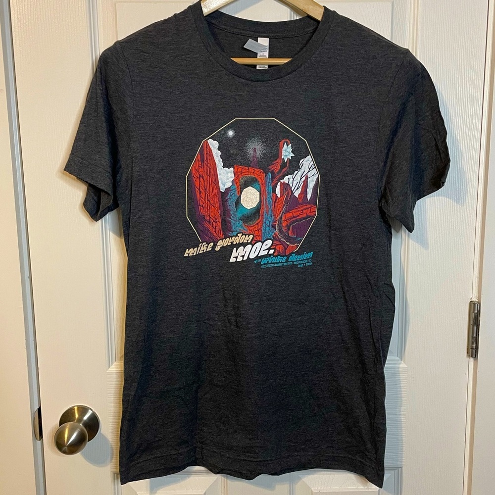 NWOT Bella Canvas charcoal heather gray Mike Gordon, moe., White Denim band tee
